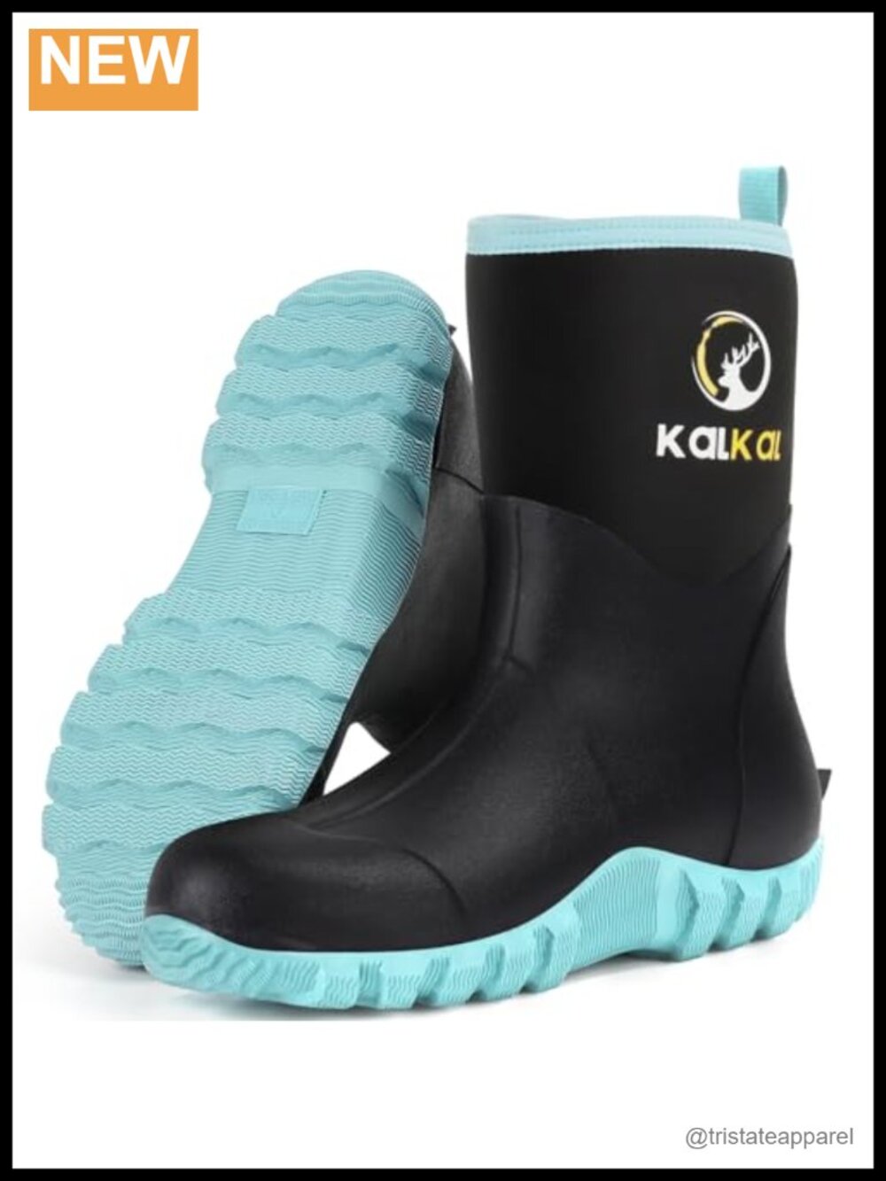 Waterproof Mid Calf Rain Boots for Women with Steel Shank Insulated Neoprene